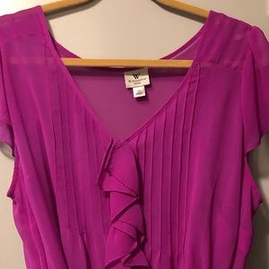 Darted, ruffled blouse